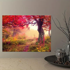 Fantasy Autumn Forest Painting Framed Canvas Wall Art