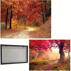 Fantasy Autumn Forest Painting Framed Canvas Wall Art