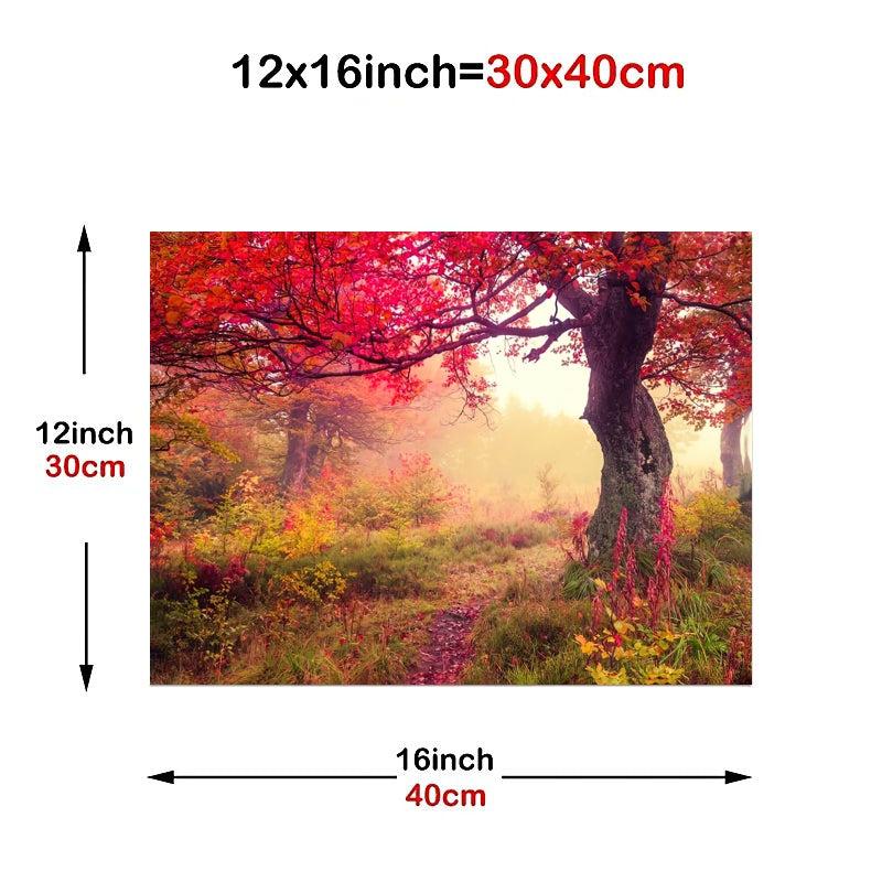 Fantasy Autumn Forest Painting Framed Canvas Wall Art