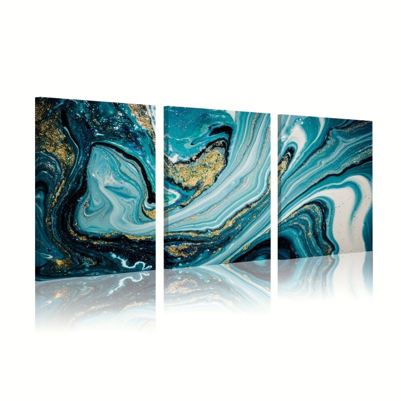 3pcs Green Marble Pattern Wall Art Set