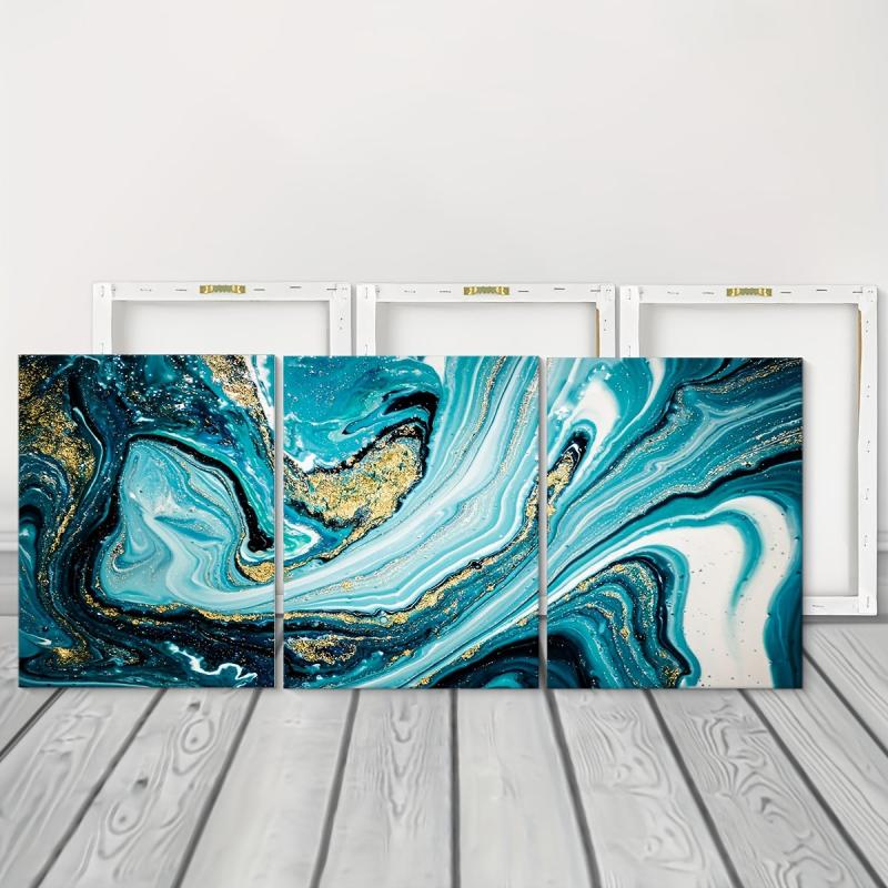 3pcs Green Marble Pattern Wall Art Set