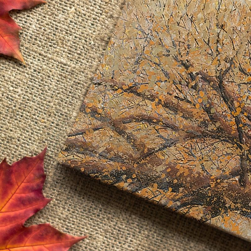 Canvas Painting Fallen Leaves in Autumn 30x39 cm