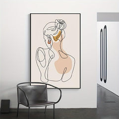 Abstract Line Woman Back Shadow Painting Home Decor