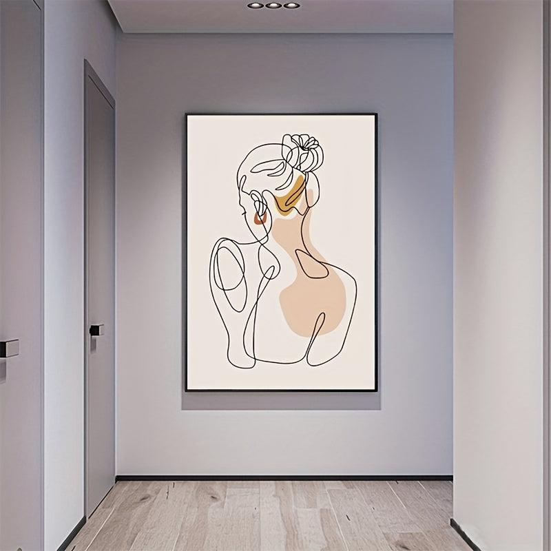 Abstract Line Woman Back Shadow Painting Home Decor