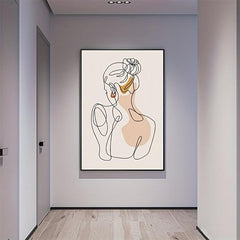 Abstract Line Woman Back Shadow Painting Home Decor