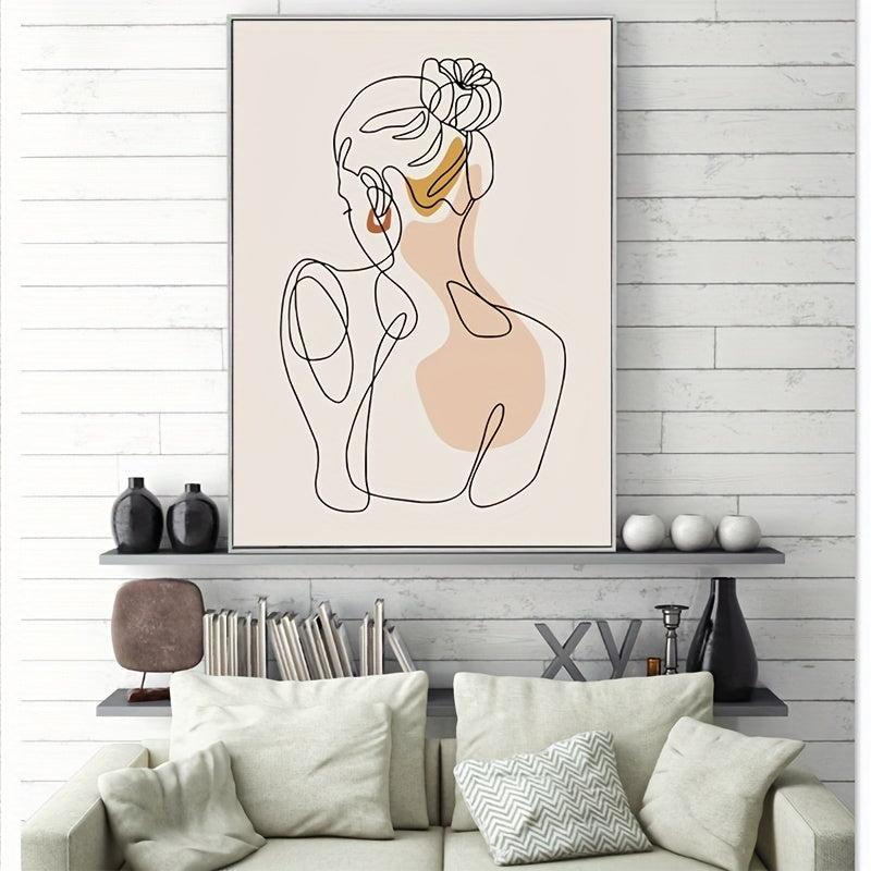 Abstract Line Woman Back Shadow Painting Home Decor