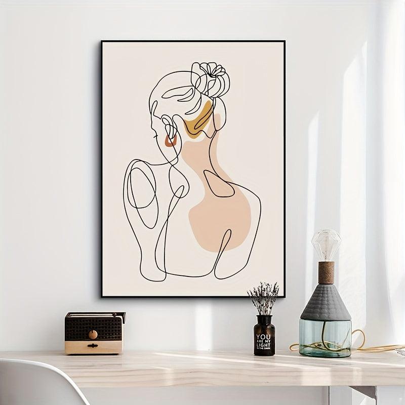 Abstract Line Woman Back Shadow Painting Home Decor