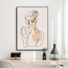 Abstract Line Woman Back Shadow Painting Home Decor