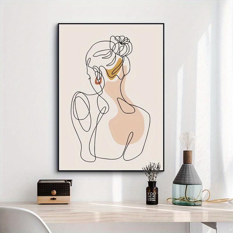 Abstract Line Woman Back Shadow Painting Home Decor