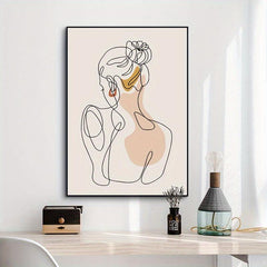 Abstract Line Woman Back Shadow Painting Home Decor