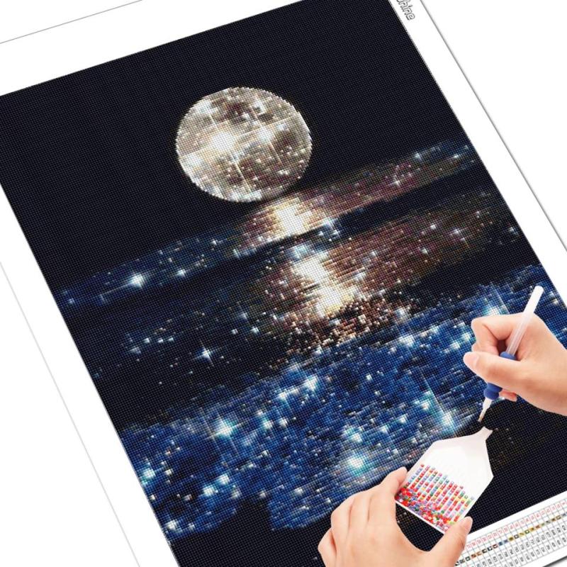 5D DIY Full Moon Sea Rhinestone Painting