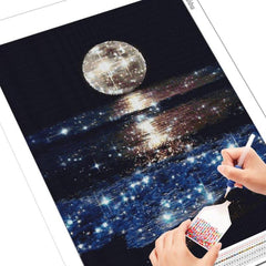 5D DIY Full Moon Sea Rhinestone Painting