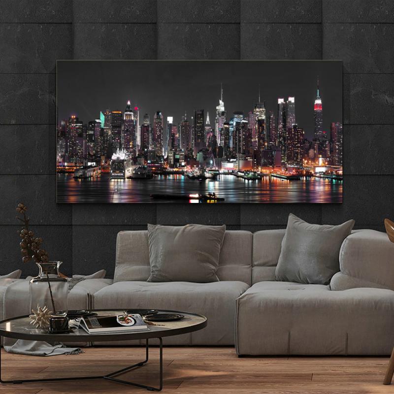 Modern Canvas Painting York Architecture Night Scene Painting On Canvas Wall Art
