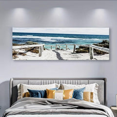 Large Canvas Painting Aurora Borealis Seascape Beach
