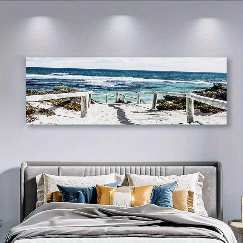 Large Canvas Painting Aurora Borealis Seascape Beach