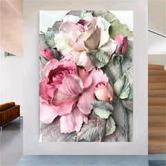 3D Texture Rose Flower Poster High Definition Print
