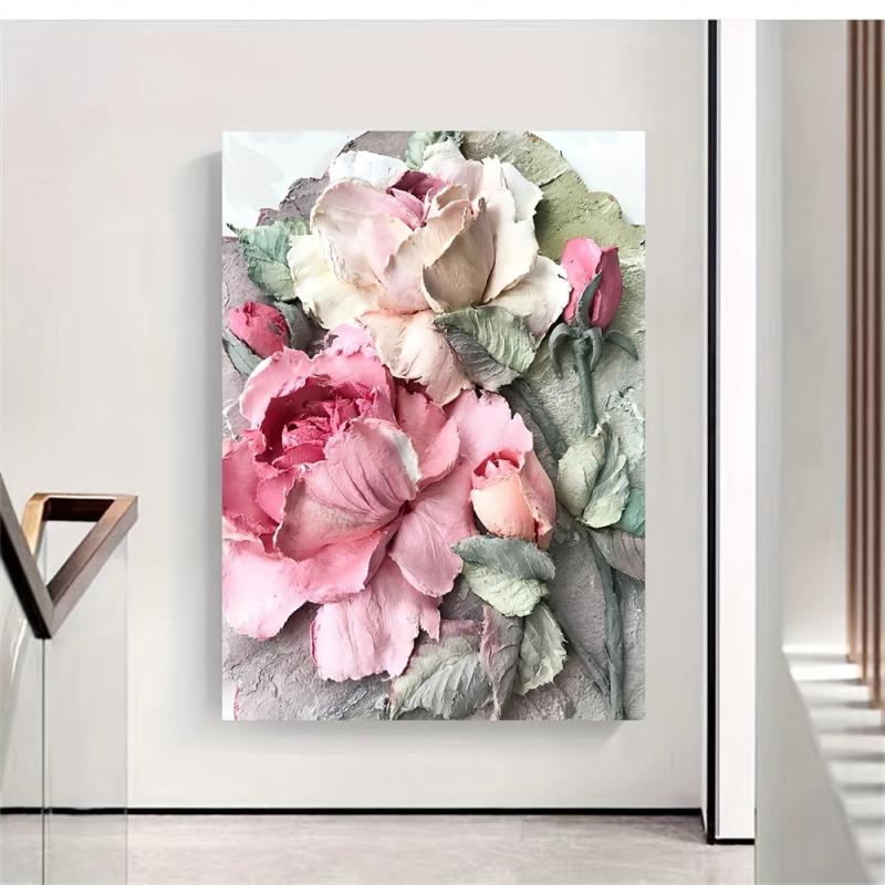 3D Texture Rose Flower Poster High Definition Print