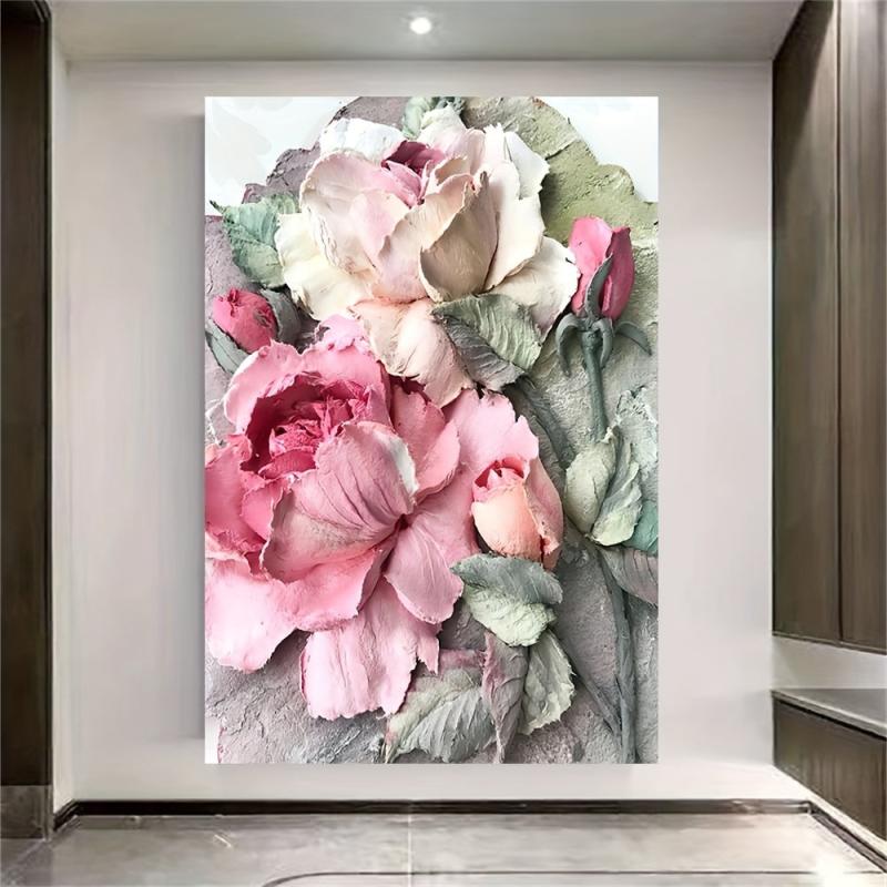 3D Texture Rose Flower Poster High Definition Print