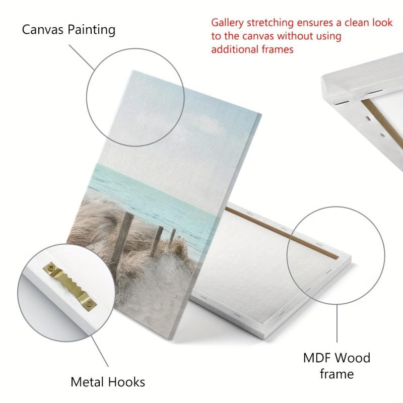 3pcs Nordic Style Canvas Paintings Beach Paths Sea Views Posters 30x39cm