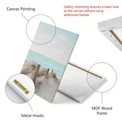 3pcs Nordic Style Canvas Paintings Beach Paths Sea Views Posters 30x39cm