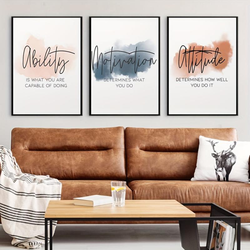 3pcs Motivational Art Prints For Home Office Decor