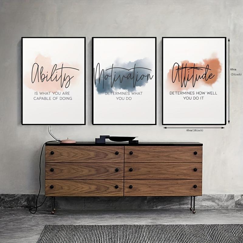 3pcs Motivational Art Prints For Home Office Decor