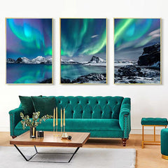 3pcs Northern Lights Canvas Art Poster Scenery Art Decor Painting