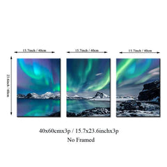 3pcs Northern Lights Canvas Art Poster Scenery Art Decor Painting