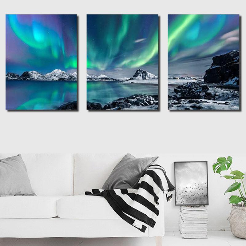 3pcs Northern Lights Canvas Art Poster Scenery Art Decor Painting