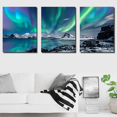 3pcs Northern Lights Canvas Art Poster Scenery Art Decor Painting