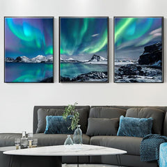 3pcs Northern Lights Canvas Art Poster Scenery Art Decor Painting