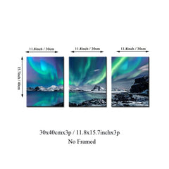 3pcs Northern Lights Canvas Art Poster Scenery Art Decor Painting