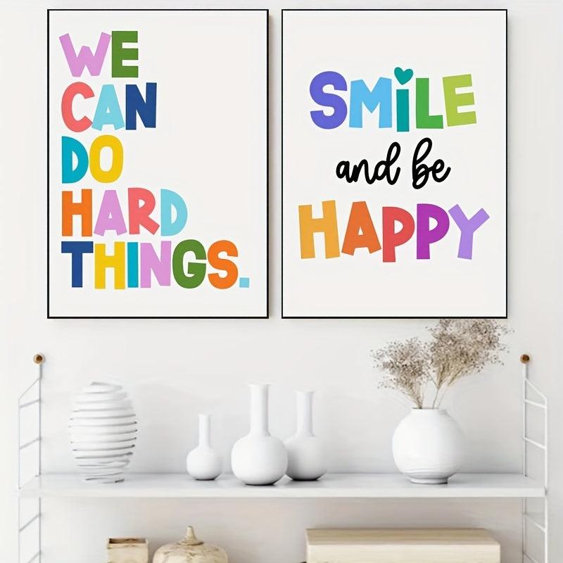 2pcs Inspirational Canvas Paintings for Children's Bedroom and Living Room