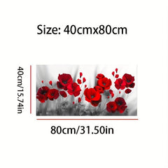 Gray Background Red Poppy And Rose Wall Canvas Painting