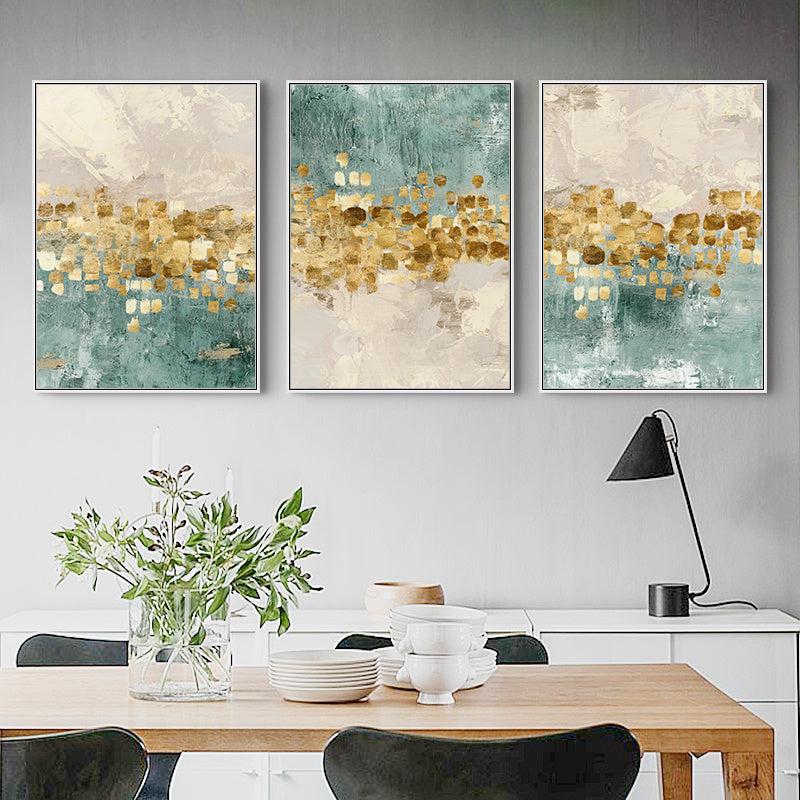 3pcs Nordic Green Canvas Poster Abstract Artwork for Home Decor Unframed