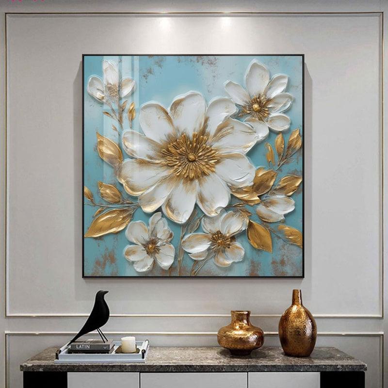 Framed Canvas Flower Wall Decor Art For Home Living Decor