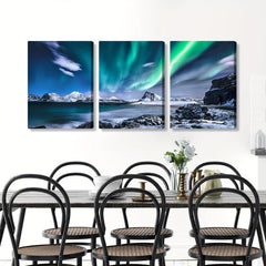 3pcs Framed Aurora Landscape Canvas Printed Wall Decorative Painting