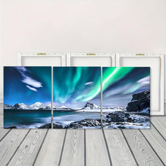 3pcs Framed Aurora Landscape Canvas Printed Wall Decorative Painting