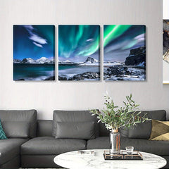 3pcs Framed Aurora Landscape Canvas Printed Wall Decorative Painting