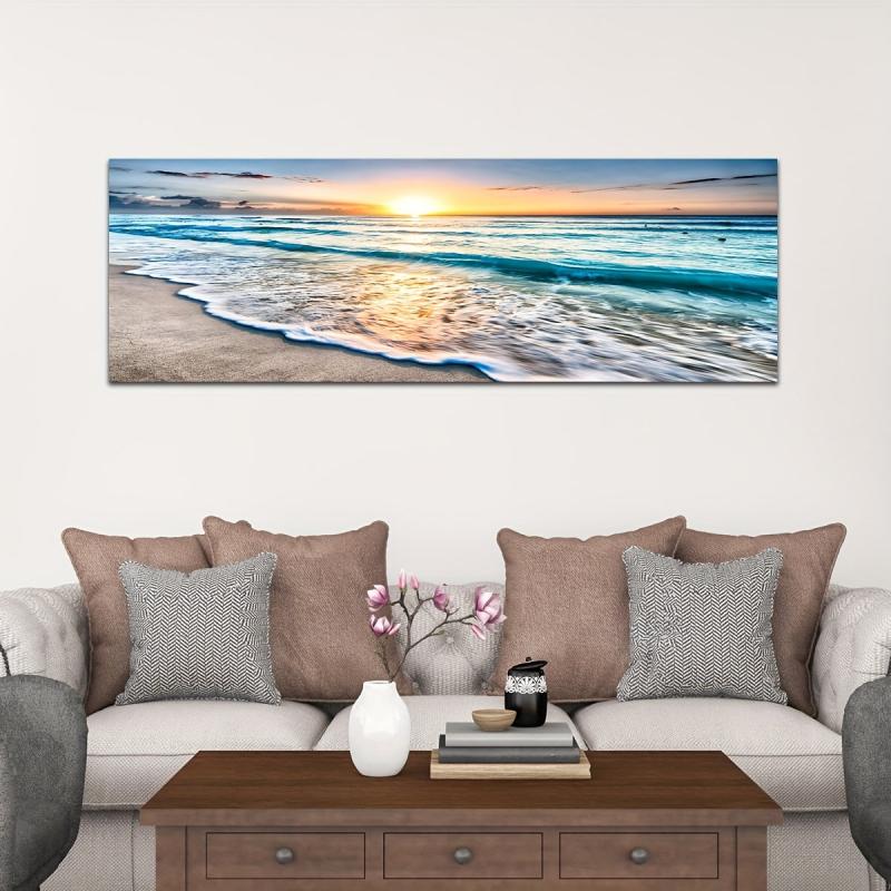 Sea Wave Beach Sunset Canvas Poster Wall Art