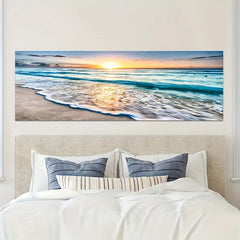Sea Wave Beach Sunset Canvas Poster Wall Art