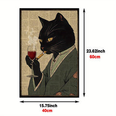 Vintage Cat Poster Japanese Cat Art Canvas Wall Painting