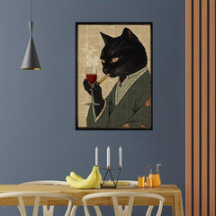Vintage Cat Poster Japanese Cat Art Canvas Wall Painting