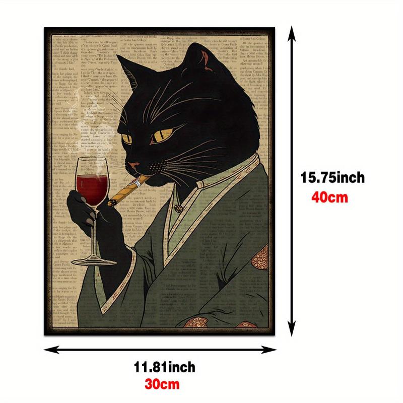 Vintage Cat Poster Japanese Cat Art Canvas Wall Painting
