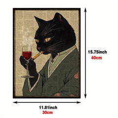 Vintage Cat Poster Japanese Cat Art Canvas Wall Painting