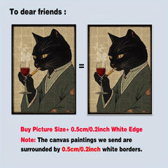 Vintage Cat Poster Japanese Cat Art Canvas Wall Painting