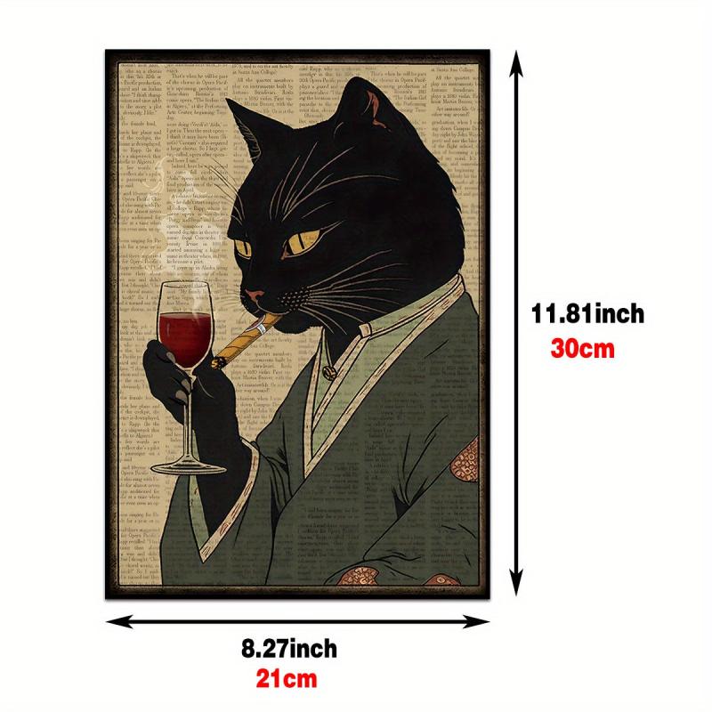 Vintage Cat Poster Japanese Cat Art Canvas Wall Painting