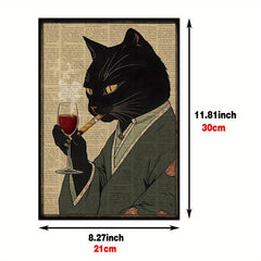 Vintage Cat Poster Japanese Cat Art Canvas Wall Painting