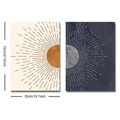 Canvas Poster Moon Sun Mid Century Bohemian Painting Modern Art