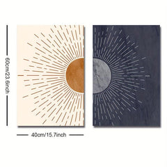 Canvas Poster Moon Sun Mid Century Bohemian Painting Modern Art